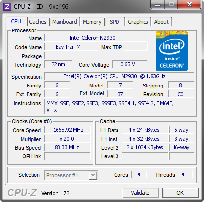 screenshot of CPU-Z validation for Dump [9xb496] - Submitted by  GBN  - 2015-03-08 01:03:00