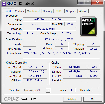 screenshot of CPU-Z validation for Dump [a9xje0] - Submitted by  Antinomy  - 2013-12-03 05:12:49