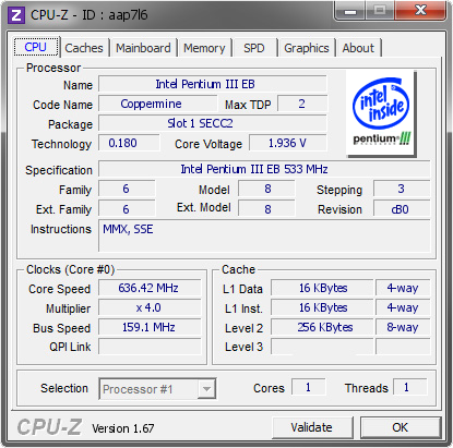 screenshot of CPU-Z validation for Dump [aap7l6] - Submitted by  gigioracing  - 2014-01-21 23:01:36