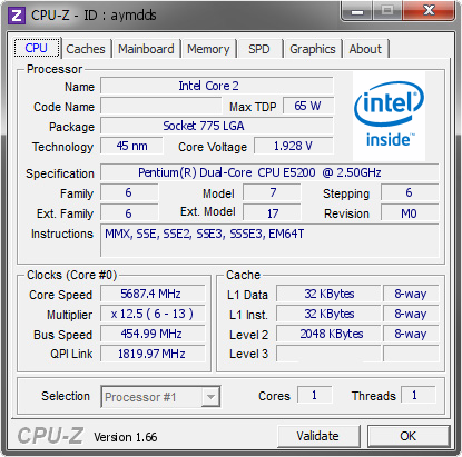 screenshot of CPU-Z validation for Dump [aymdds] - Submitted by  morteza.p  - 2013-09-14 21:09:47