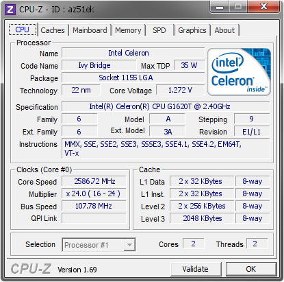 screenshot of CPU-Z validation for Dump [az51ek] - Submitted by  True Monkey  - 2014-06-16 04:06:52