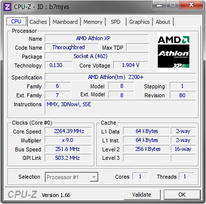 screenshot of CPU-Z validation for Dump [b7mjvs] - Submitted by  pcwerman  - 2013-10-14 09:10:02