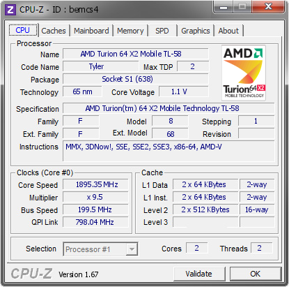 screenshot of CPU-Z validation for Dump [bemcs4] - Submitted by  Blackbolt  - 2013-10-26 15:10:07