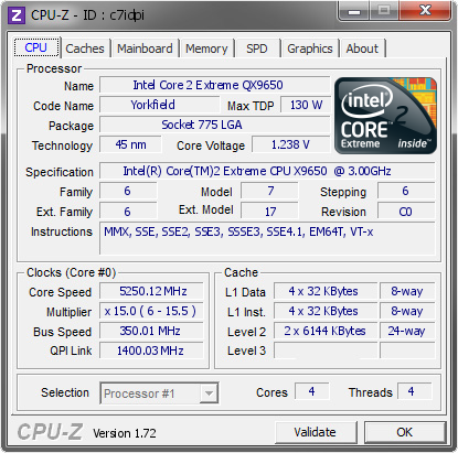 screenshot of CPU-Z validation for Dump [c7idpi] - Submitted by  ObscureParadox  - 2015-06-25 15:06:24