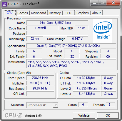 screenshot of CPU-Z validation for Dump [clze5f] - Submitted by  GS60  - 2014-06-18 17:06:52
