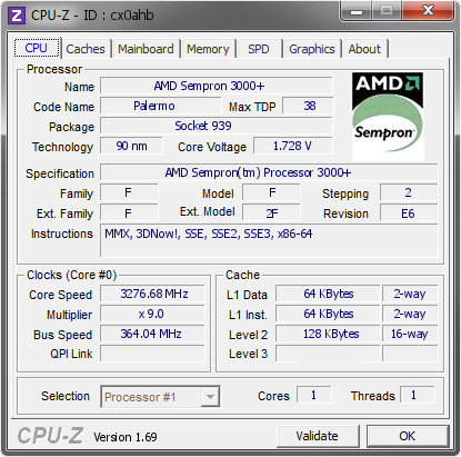 screenshot of CPU-Z validation for Dump [cx0ahb] - Submitted by  sburnolo  - 2014-05-03 00:05:20