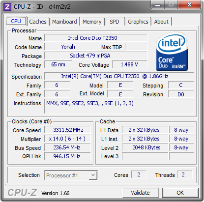 screenshot of CPU-Z validation for Dump [d4m2v2] - Submitted by  Lippokratis  - 2013-10-08 00:10:54
