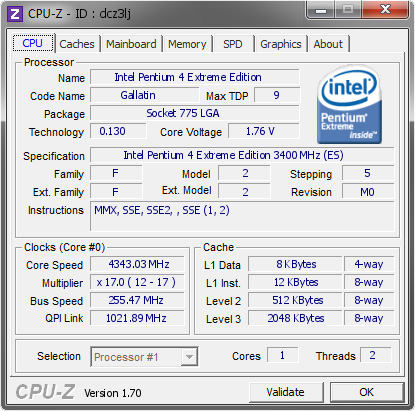screenshot of CPU-Z validation for Dump [dcz3lj] - Submitted by  gigioracing  - 2014-09-26 00:09:25