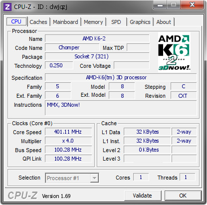 screenshot of CPU-Z validation for Dump [dwjqzj] - Submitted by  kwaz2  - 2014-03-23 09:03:05