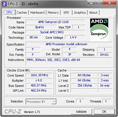 screenshot of CPU-Z validation for Dump [ebnihs] - Submitted by  Pasatoiutd  - 2014-11-06 18:11:09