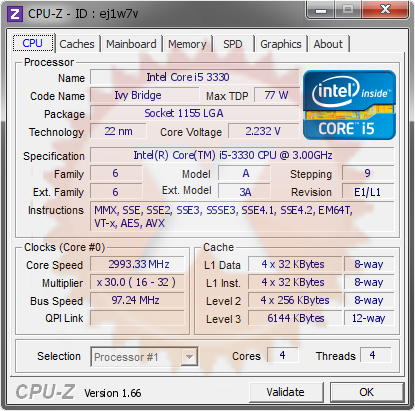 screenshot of CPU-Z validation for Dump [ej1w7v] - Submitted by  logoster  - 2013-09-25 23:09:11