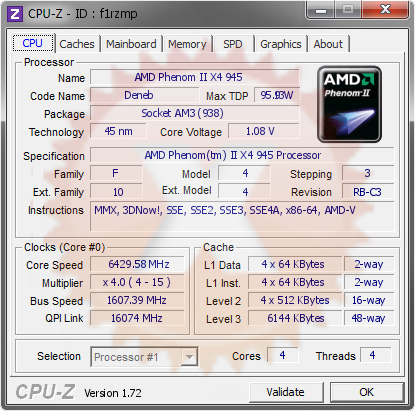 screenshot of CPU-Z validation for Dump [f1rzmp] - Submitted by  garqlli  - 2015-07-31 07:07:43