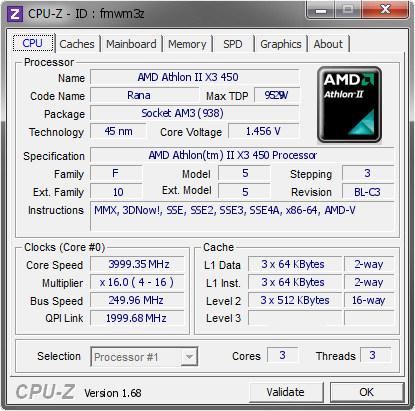 screenshot of CPU-Z validation for Dump [fmwm3z] - Submitted by  TONY  - 2014-04-21 15:04:59