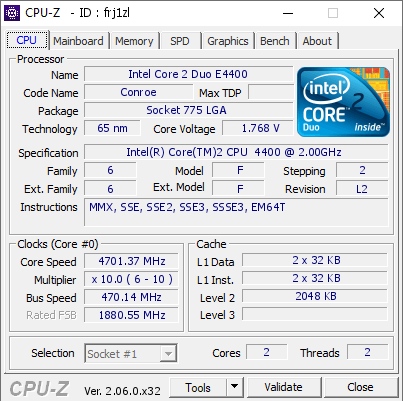 screenshot of CPU-Z validation for Dump [frj1zl] - Submitted by  ogblaz  - 2023-07-23 13:54:59