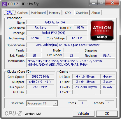 screenshot of CPU-Z validation for Dump [fwif7y] - Submitted by  GAMINGPC  - 2013-10-03 21:10:54