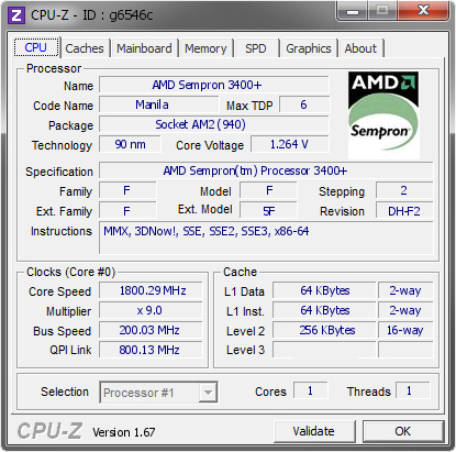 screenshot of CPU-Z validation for Dump [g6546c] - Submitted by  Diabolik Oc  - 2014-02-03 02:02:27