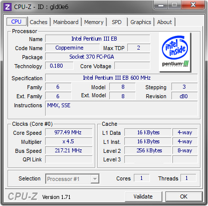 screenshot of CPU-Z validation for Dump [gld0e6] - Submitted by  Stermy57  - 2015-02-05 13:02:08