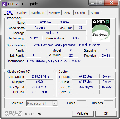screenshot of CPU-Z validation for Dump [gnfrle] - Submitted by  JimmyFox  - 2013-09-07 20:09:10