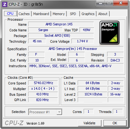 screenshot of CPU-Z validation for Dump [gr8s5n] - Submitted by  siouxx  - 2014-07-05 00:07:49