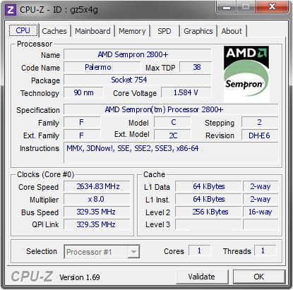screenshot of CPU-Z validation for Dump [gz5x4g] - Submitted by  sburnolo  - 2014-04-11 01:04:54