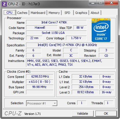 screenshot of CPU-Z validation for Dump [h17er3] - Submitted by  fgi  - 2014-12-22 17:12:22