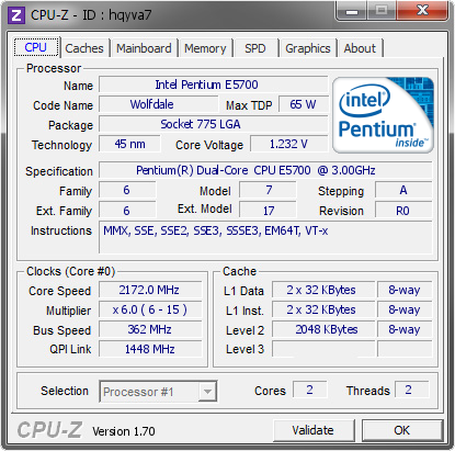 screenshot of CPU-Z validation for Dump [hqyva7] - Submitted by  MiladKherad  - 2014-08-05 13:08:51