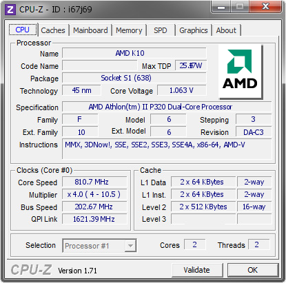screenshot of CPU-Z validation for Dump [i67j69] - Submitted by  GBEN  - 2015-06-17 02:06:04