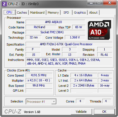 screenshot of CPU-Z validation for Dump [i9n8z0] - Submitted by  G-PC  - 2014-03-16 04:03:22