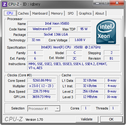 screenshot of CPU-Z validation for Dump [iqbxry] - Submitted by  alphascout  - 2014-08-02 00:08:59