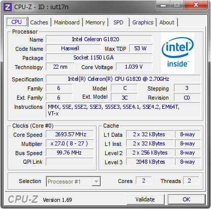 screenshot of CPU-Z validation for Dump [iut17n] - Submitted by  atisoc0936  - 2014-06-03 12:06:48