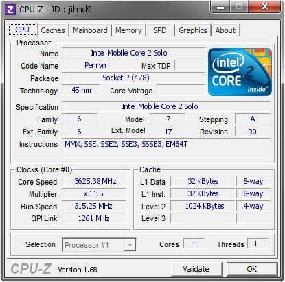 screenshot of CPU-Z validation for Dump [jihhd9] - Submitted by  ludek111  - 2014-03-29 19:03:03