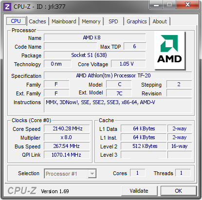 screenshot of CPU-Z validation for Dump [jrk377] - Submitted by  MRPACO-PC  - 2014-06-04 22:06:40