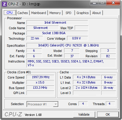 screenshot of CPU-Z validation for Dump [kmjjqp] - Submitted by  GBN  - 2014-03-26 07:03:19