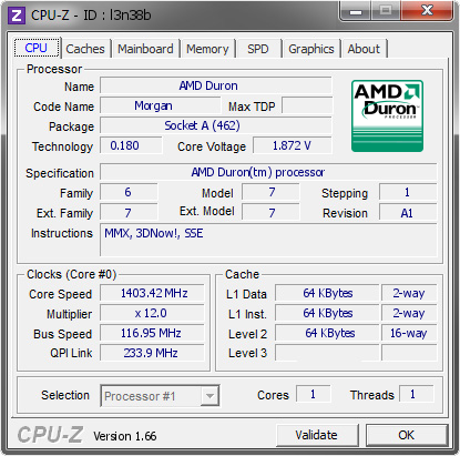 screenshot of CPU-Z validation for Dump [l3n38b] - Submitted by  JimmyFox  - 2013-09-14 00:09:15