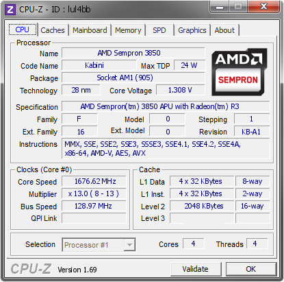 screenshot of CPU-Z validation for Dump [lul4bb] - Submitted by  PACO-PC  - 2014-07-05 21:07:57