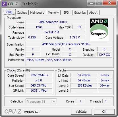 screenshot of CPU-Z validation for Dump [ly2k7r] - Submitted by  Woomack  - 2015-05-18 15:05:08