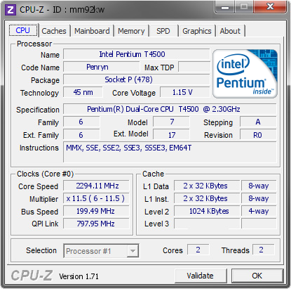 screenshot of CPU-Z validation for Dump [mm92kw] - Submitted by  StingerYar  - 2015-03-11 08:03:20