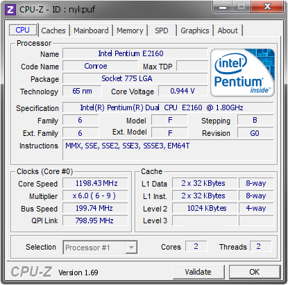 screenshot of CPU-Z validation for Dump [nykpuf] - Submitted by  LENTIUM4-PC  - 2014-07-18 18:07:16