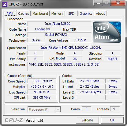 screenshot of CPU-Z validation for Dump [p81mqt] - Submitted by  GBN  - 2014-01-18 16:01:11