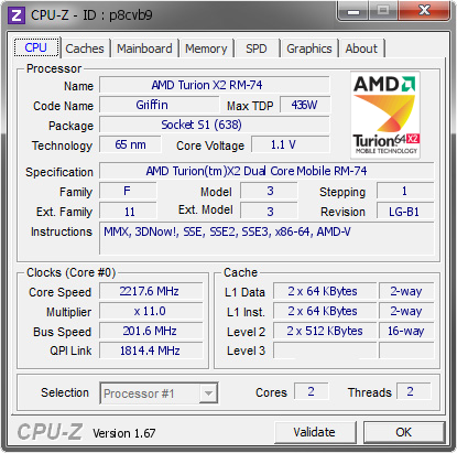 screenshot of CPU-Z validation for Dump [p8cvb9] - Submitted by  delly  - 2013-12-18 13:12:05