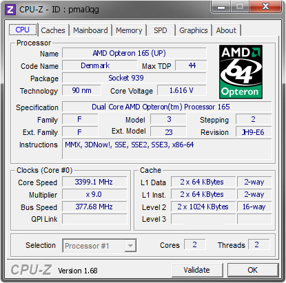 screenshot of CPU-Z validation for Dump [pma0qg] - Submitted by  phobosq  - 2014-08-27 07:08:42