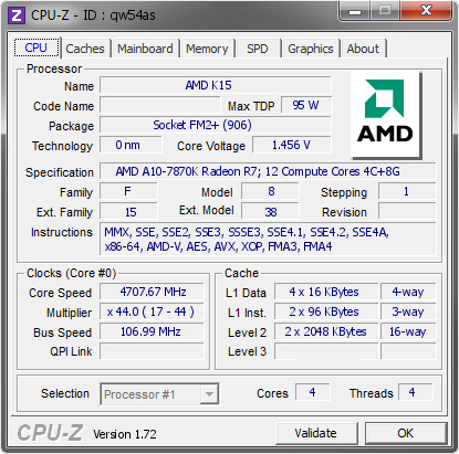 screenshot of CPU-Z validation for Dump [qw54as] - Submitted by  Himo5  - 2015-05-14 18:05:11