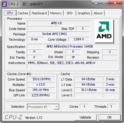 screenshot of CPU-Z validation for Dump [qwb477] - Submitted by  Woomack  - 2015-06-05 23:06:21