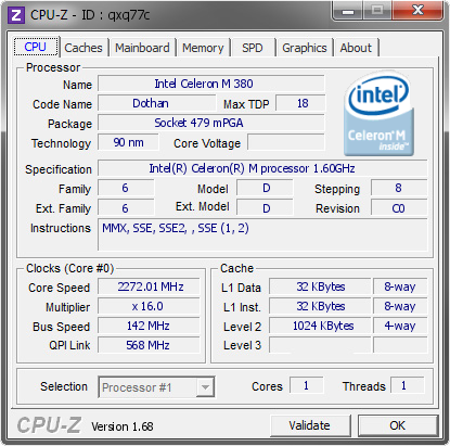 screenshot of CPU-Z validation for Dump [qxq77c] - Submitted by  deOCer  - 2014-03-08 10:03:32