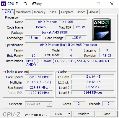 screenshot of CPU-Z validation for Dump [r67pby] - Submitted by  unityofsaints  - 2023-12-24 12:29:57