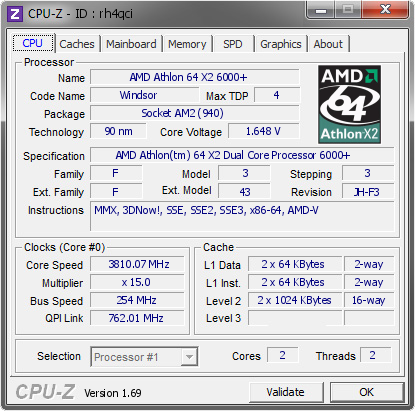 screenshot of CPU-Z validation for Dump [rh4qci] - Submitted by  MIKE-952C68D2C8  - 2014-03-27 18:03:16