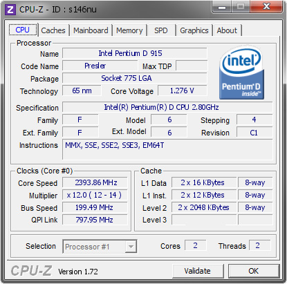 screenshot of CPU-Z validation for Dump [s146nu] - Submitted by  DESKTOP  - 2015-07-05 09:07:41