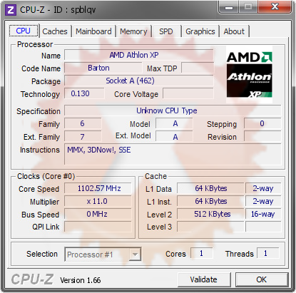 screenshot of CPU-Z validation for Dump [spblqv] - Submitted by  trodas  - 2013-10-13 00:10:46