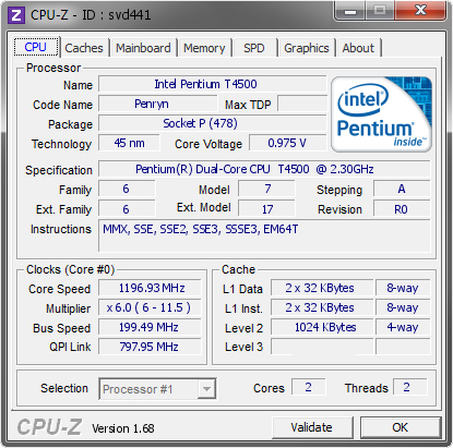 screenshot of CPU-Z validation for Dump [svd441] - Submitted by  gigiorcing  - 2014-06-10 23:06:40