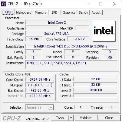 screenshot of CPU-Z validation for Dump [t70vlh] - Submitted by  TAGG  - 2023-09-30 02:13:25